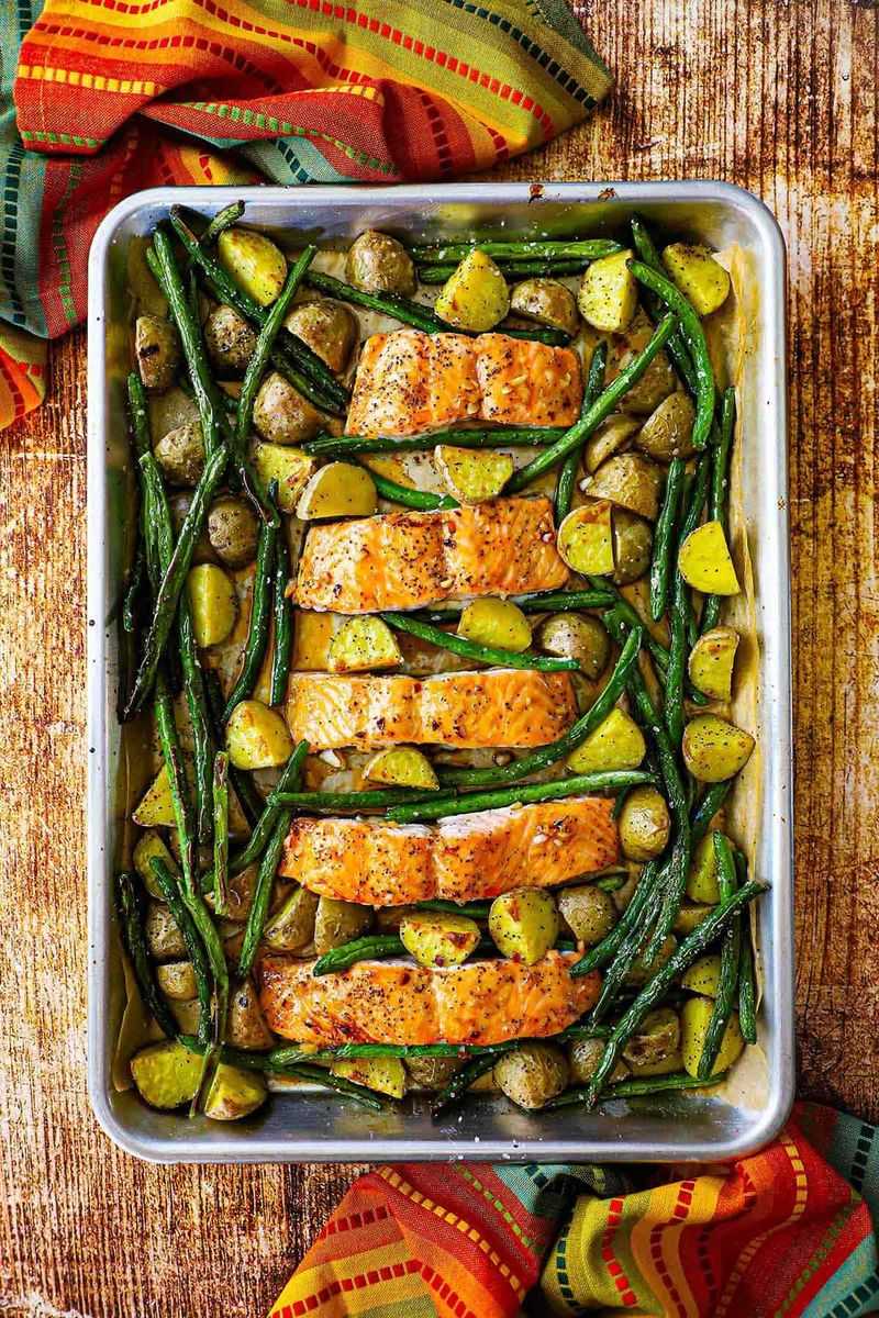 Sheet Pan Honey Garlic Salmon with Roasted Veggies