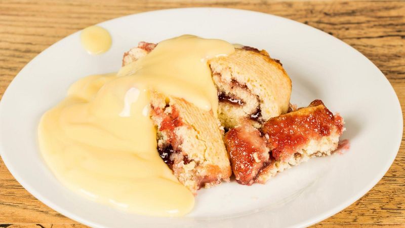 Jam Roly-Poly with Custard
