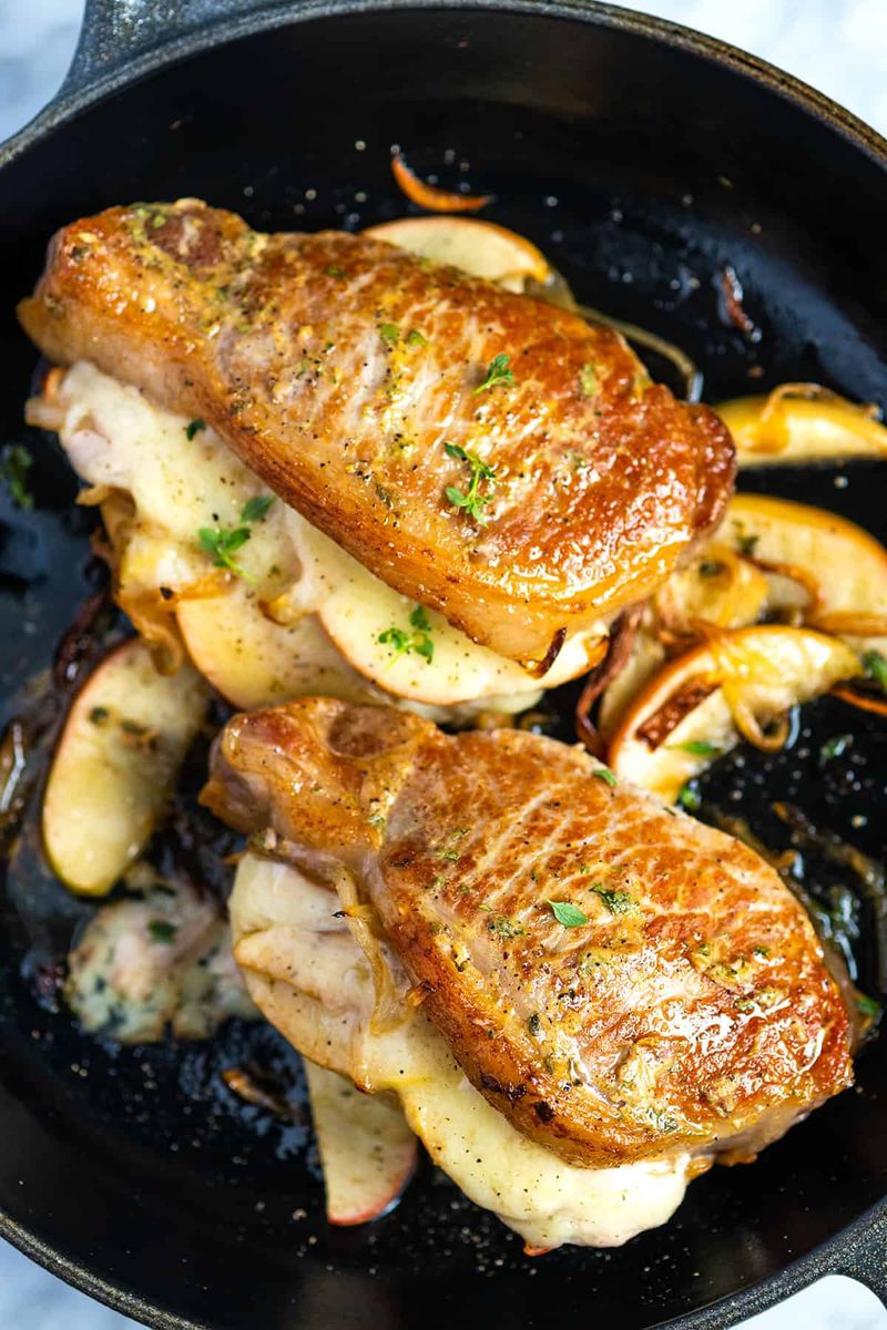 Apple and Cheddar Stuffed Pork Chops