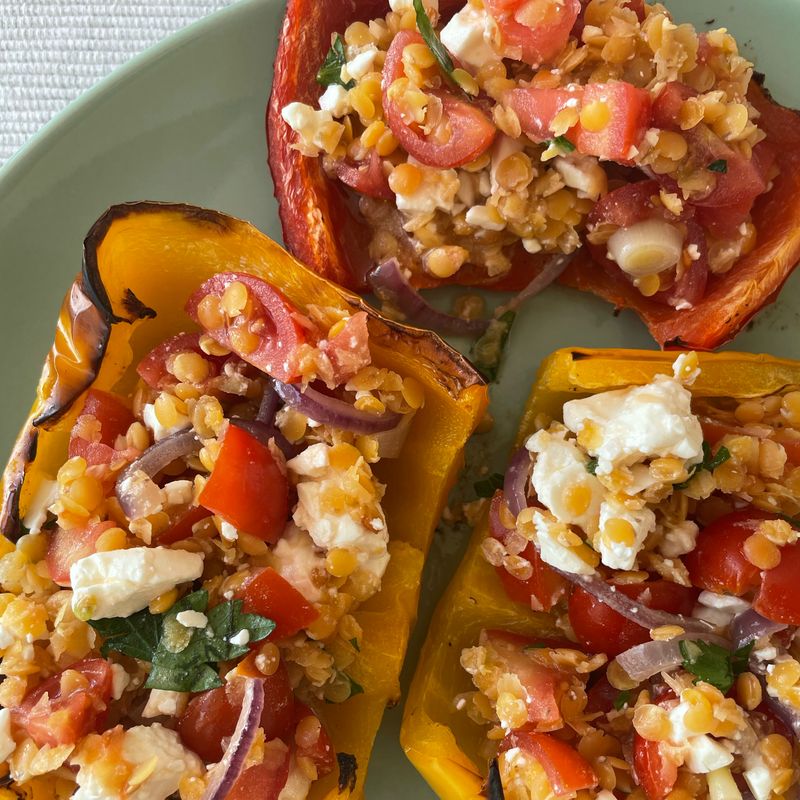 Pear and Lentil Stuffed Peppers