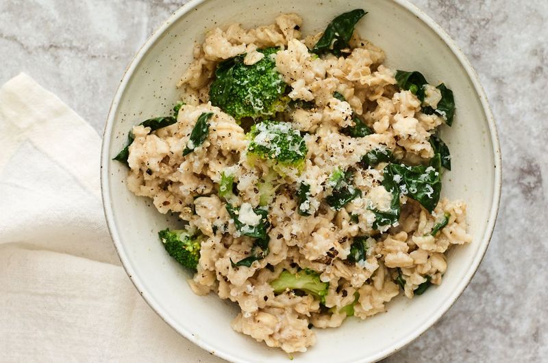 Savoury Oatmeal With Parmesan and Spinach