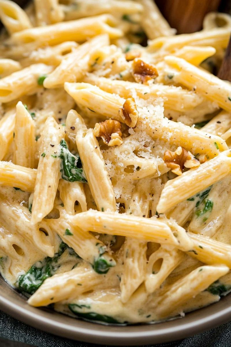 Baked Penne with Gorgonzola and Spinach