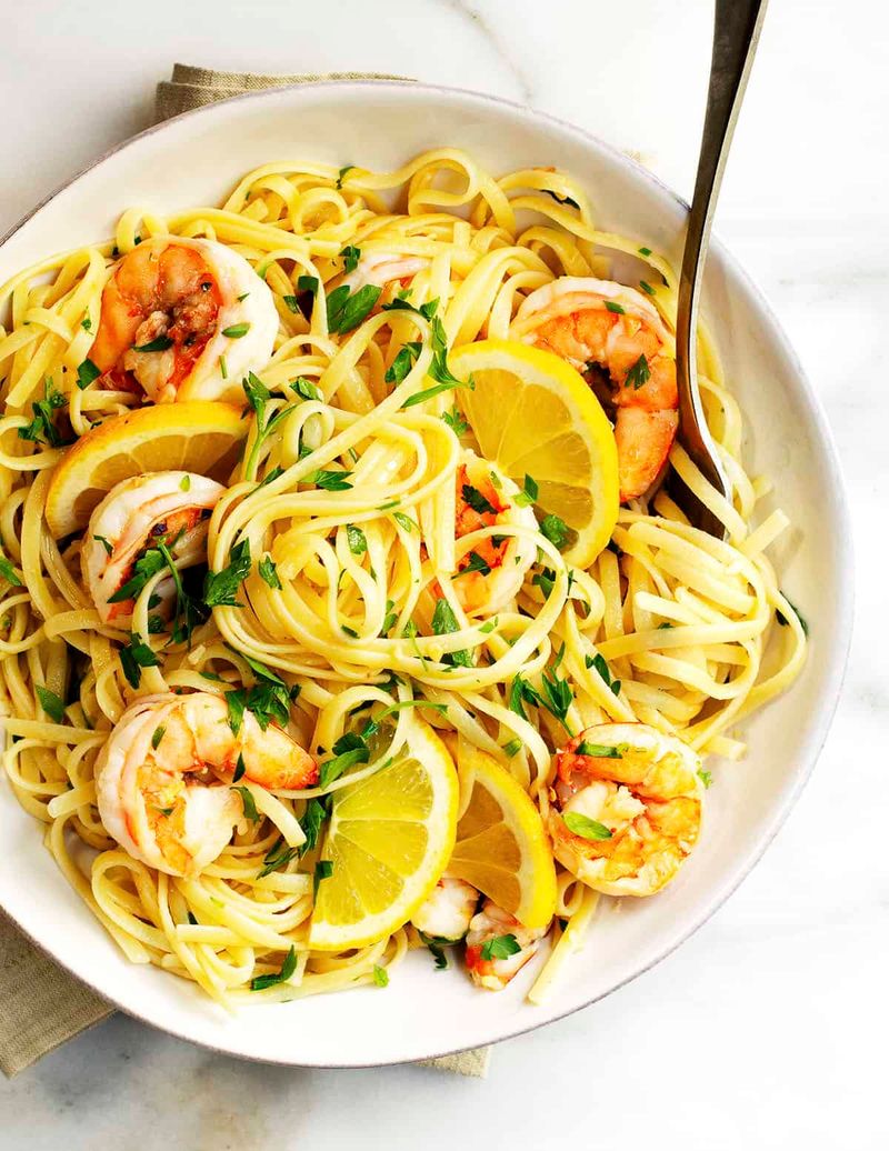 Lemon Butter Linguine with Shrimp
