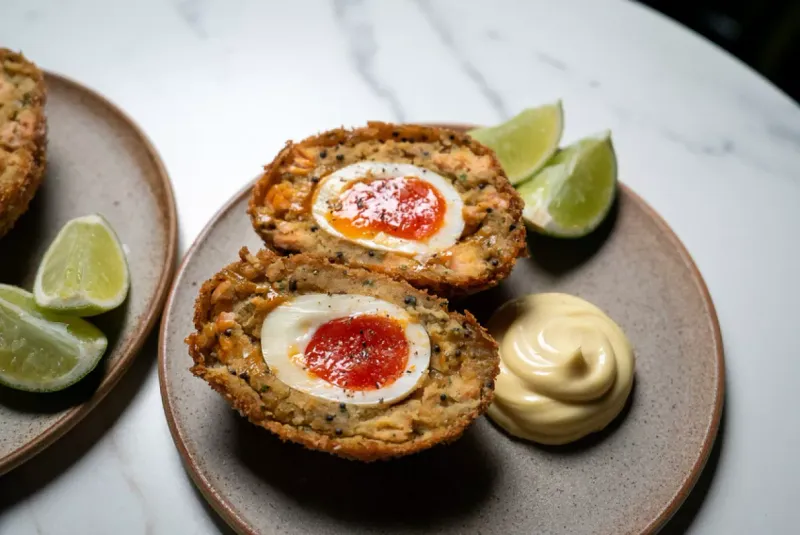 Scotch Eggs With Sriracha Honey Glaze