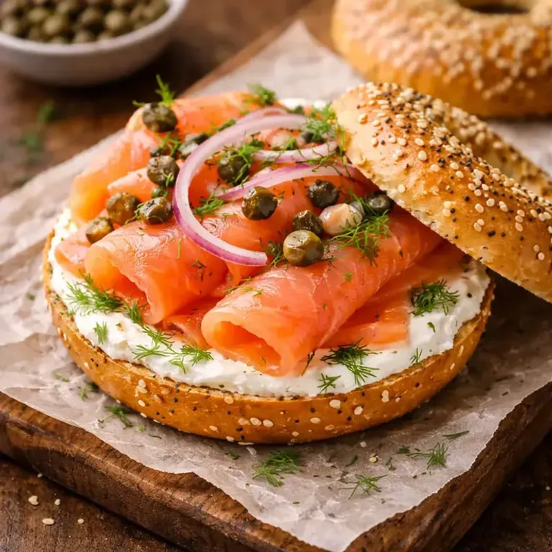 Smoked Salmon on Bagels in New York