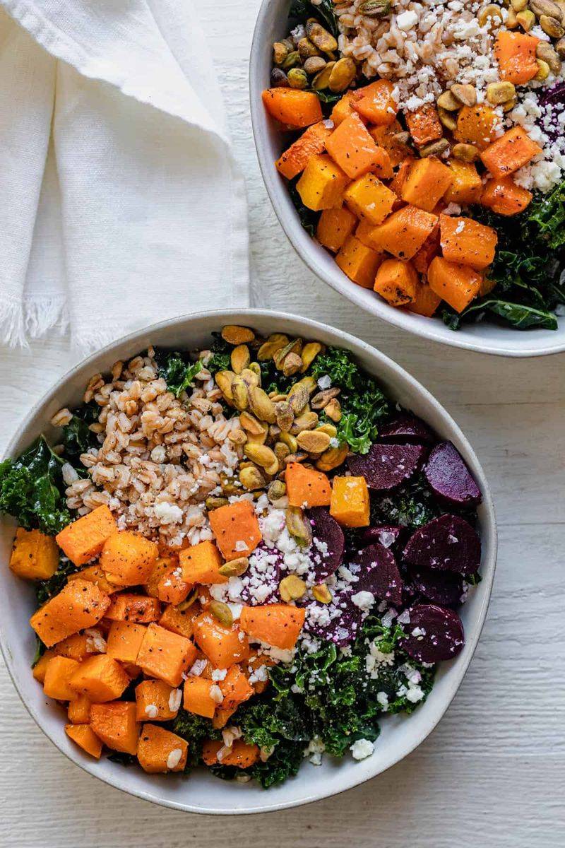 Breakfast Grain Bowl With Farro and Roasted Veggies
