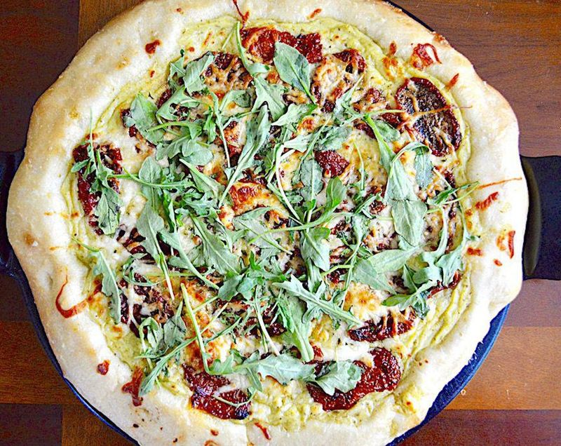 Pesto and Sun-Dried Tomato Pizza