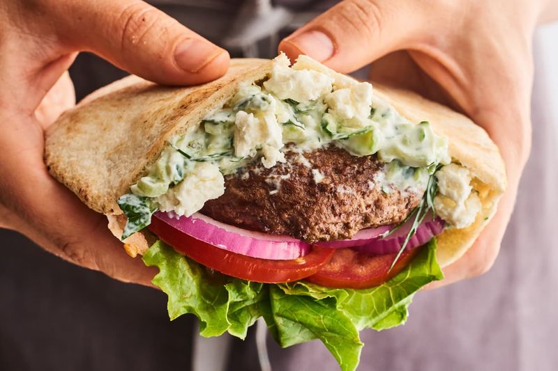 Lamb Burger with Tzatziki and Feta