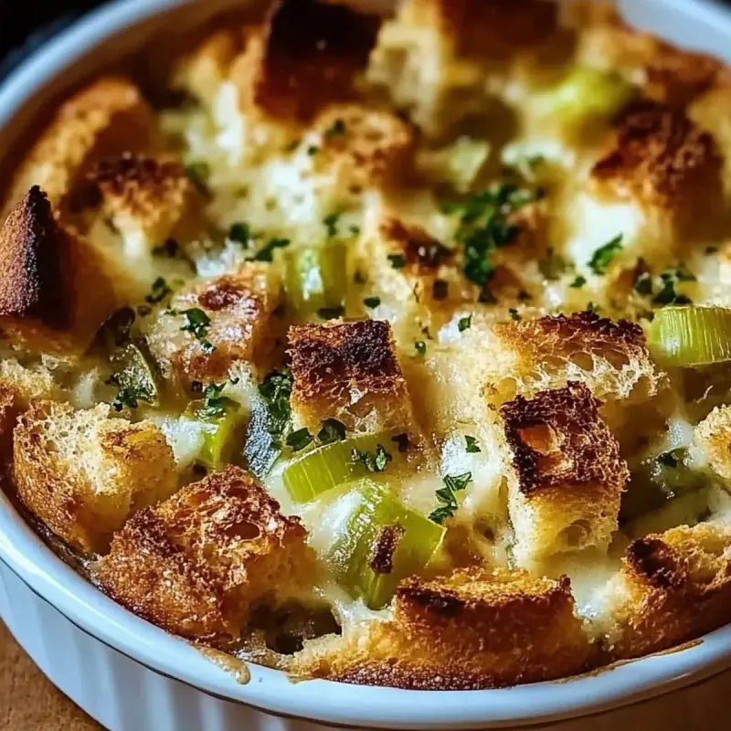 Leek and Ham Savoury Bread Pudding