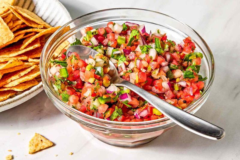 Celery in Homemade Salsa and Pico de Gallo