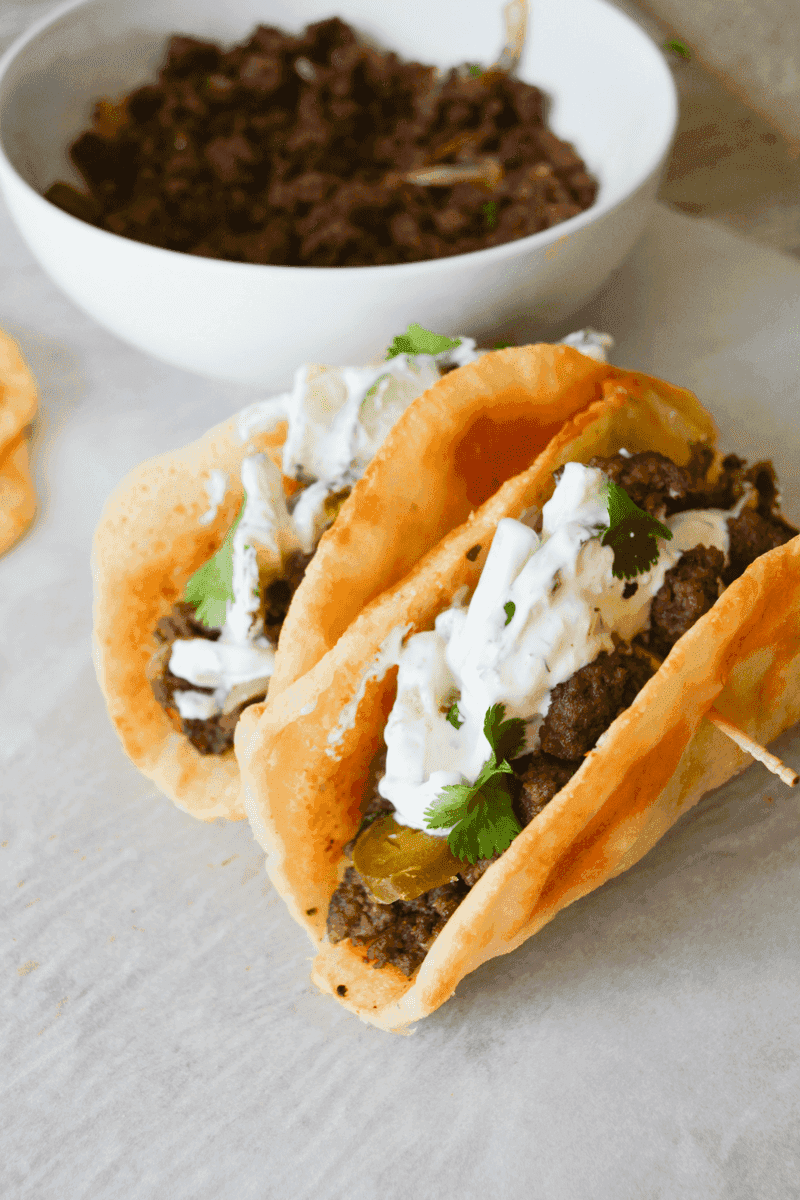 Spicy Ground Beef Flatbread Tacos