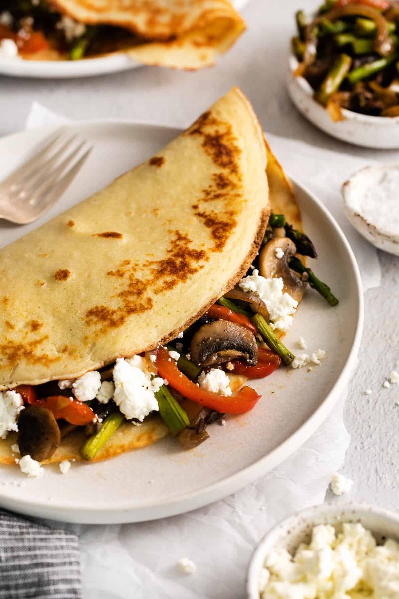 Goat Cheese and Roasted Red Pepper Crepe