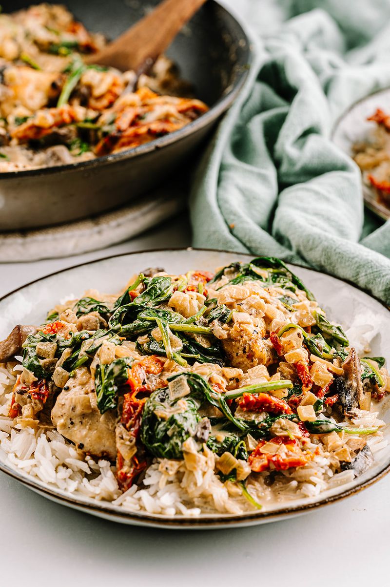 Creamy Tuscan Chicken With Rice