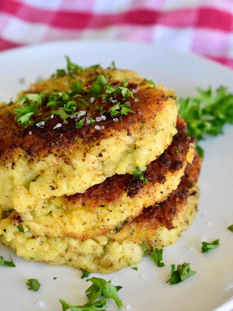 Courgette and Mushroom Risotto Cakes