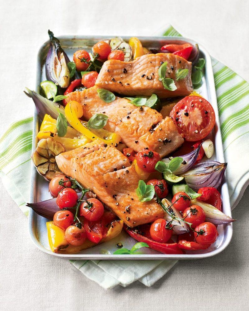 Courgette and Salmon Traybake
