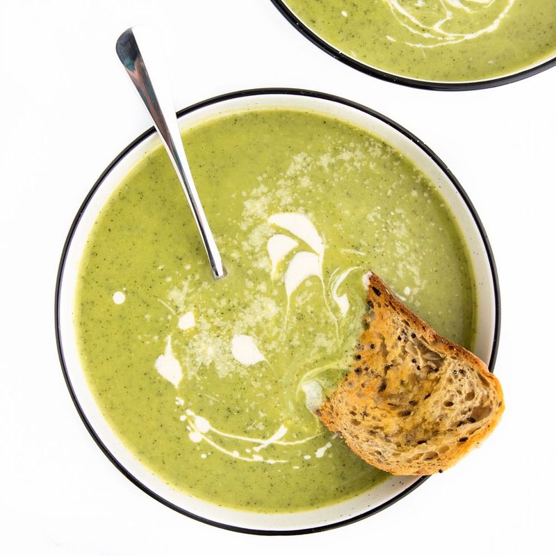 Courgette Soup with Crusty Bread
