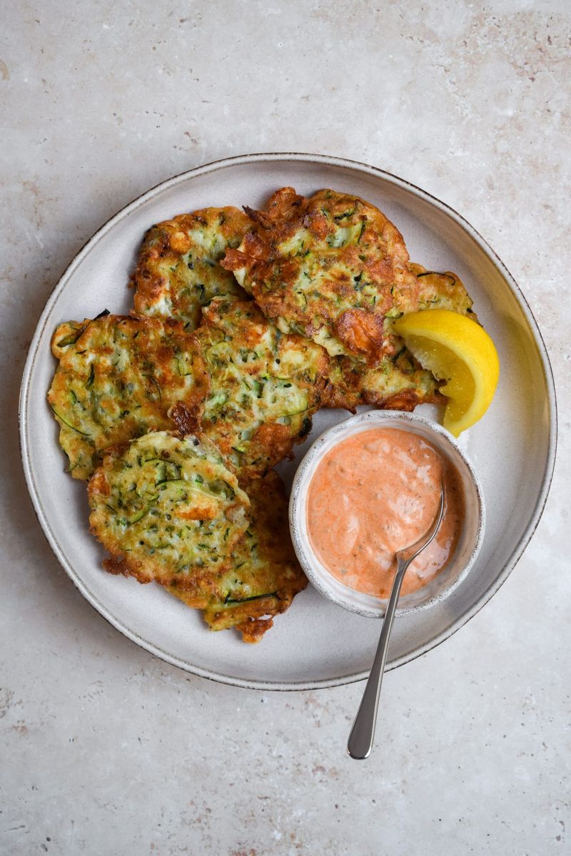 Courgette Fritters with Yoghurt Dip