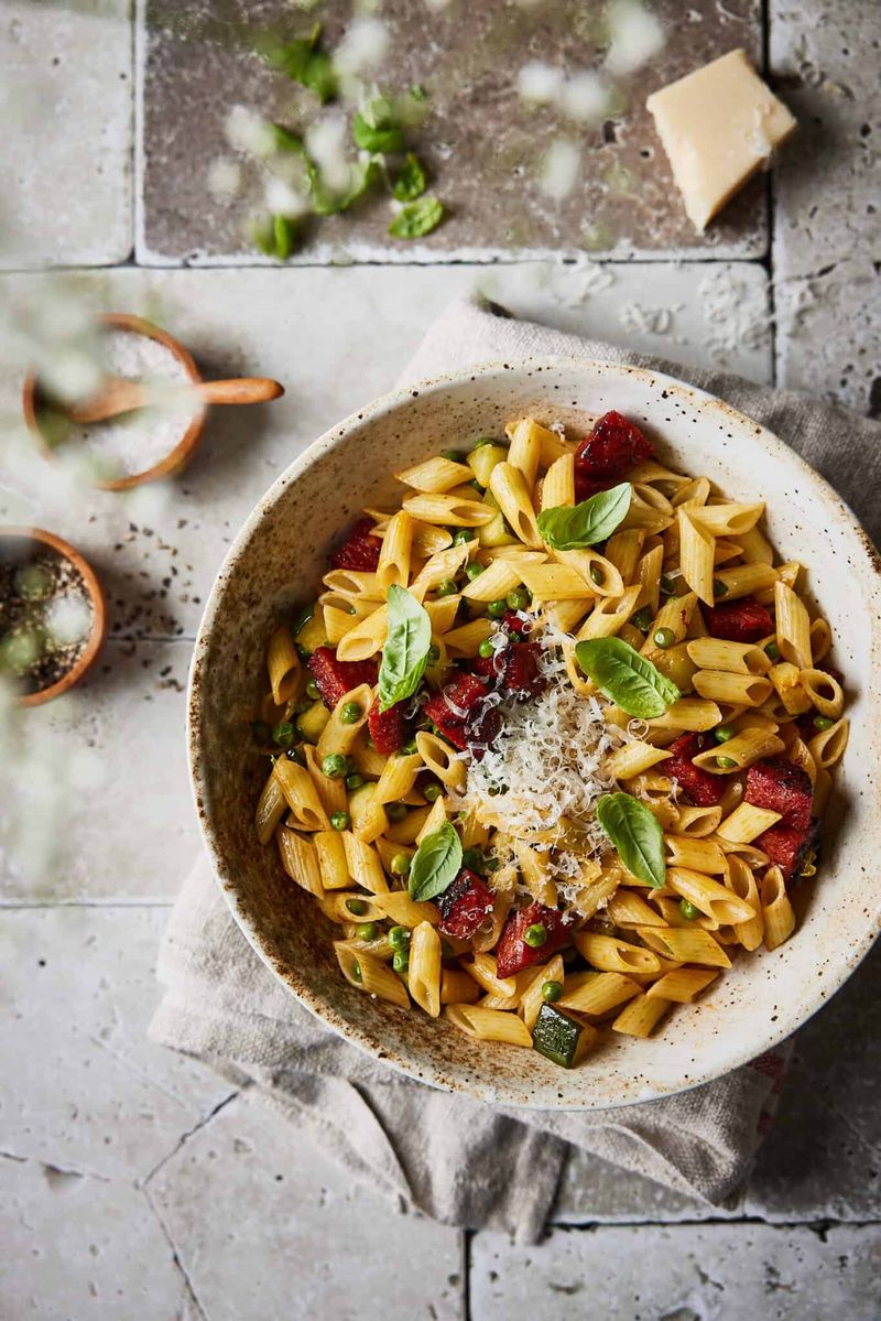 Courgette and Chorizo Pasta