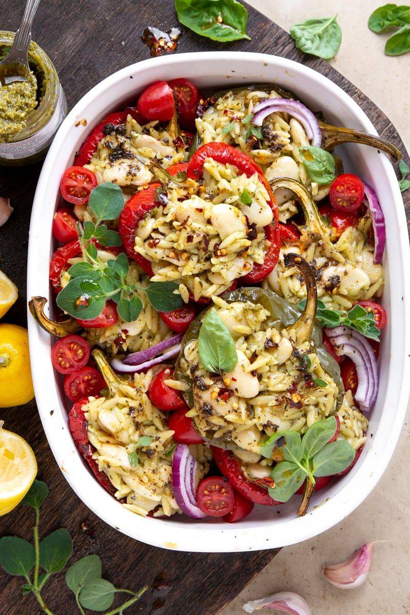 Pesto Orzo and Roasted Garlic