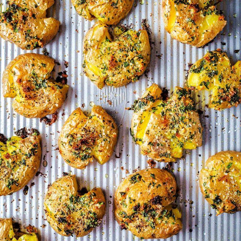 Skillet Crispy Smashed Potatoes