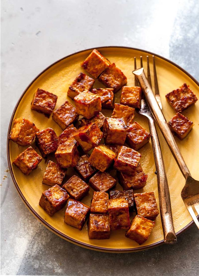Crispy Baked Tofu with Soy Glaze