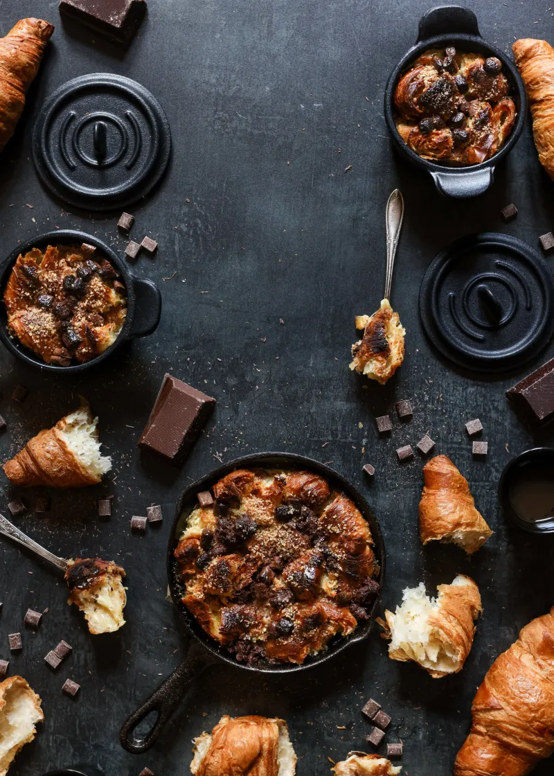 Croissant Chocolate Pudding Cups