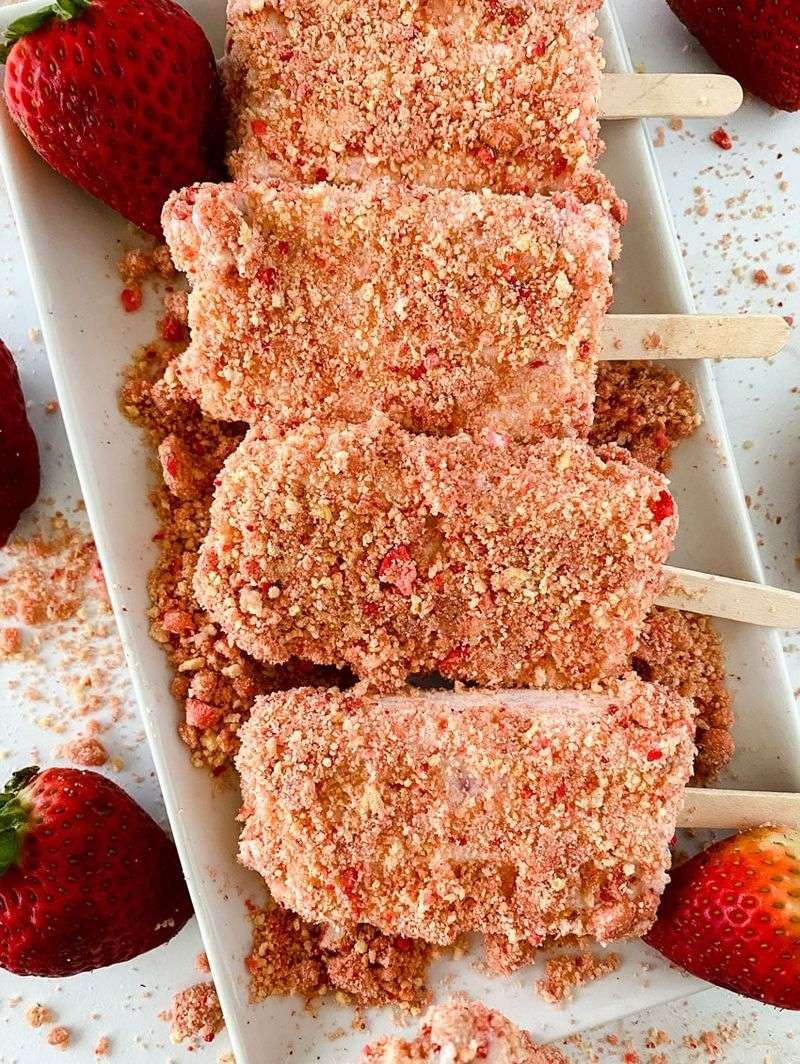 Homemade Strawberry Shortcake Ice Cream Bars