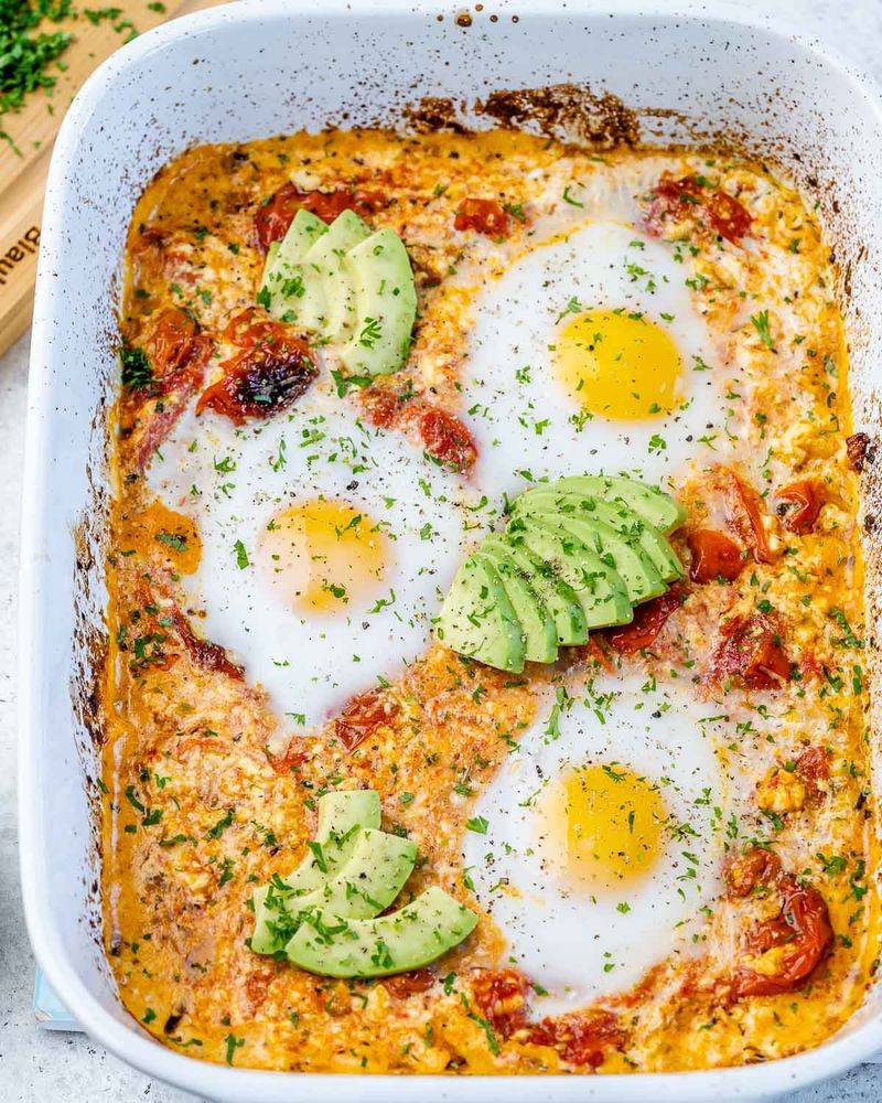 Baked Eggs with Dill and Feta