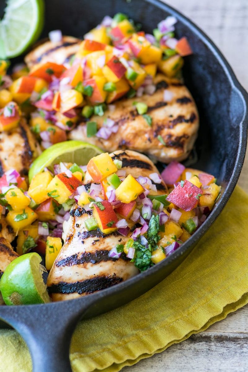 Peach Salsa with Grilled Chicken