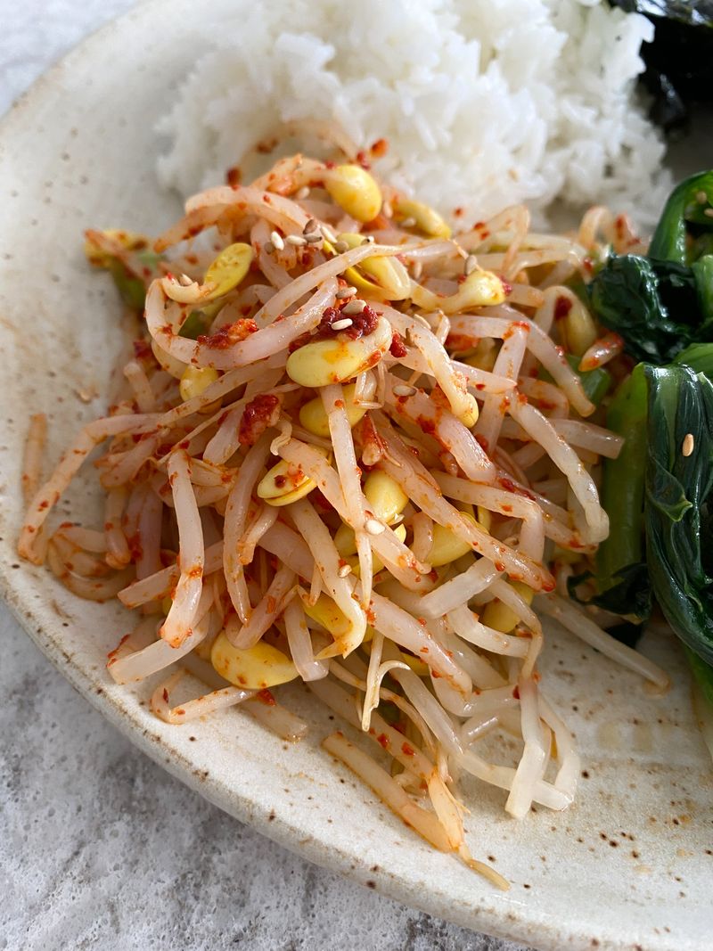 Korean Kongnamul Muchim (Seasoned Bean Sprout and Green Bean Salad)