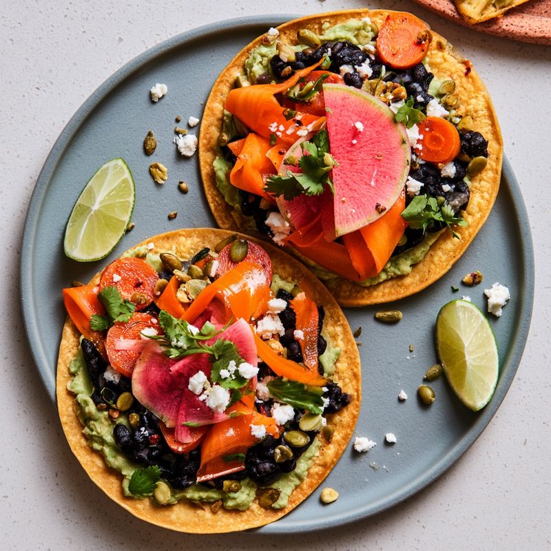 Black Bean Tostadas with Mango Salsa and Crema