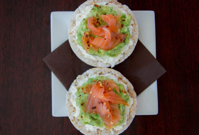 Smoked Salmon on Rice Cakes