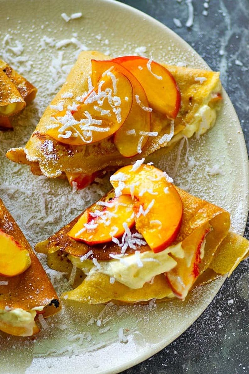 Peach and Vanilla Custard Crepe
