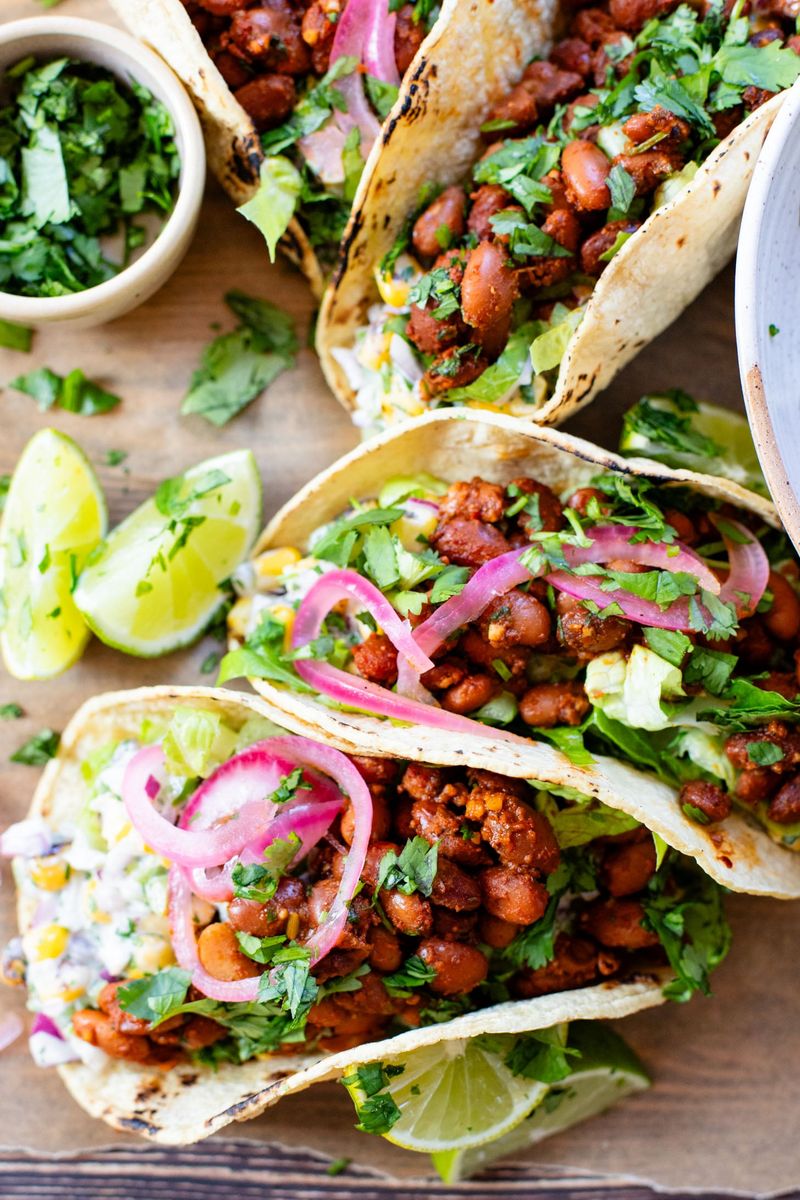 Spicy Green Bean Tacos With Pickled Onions