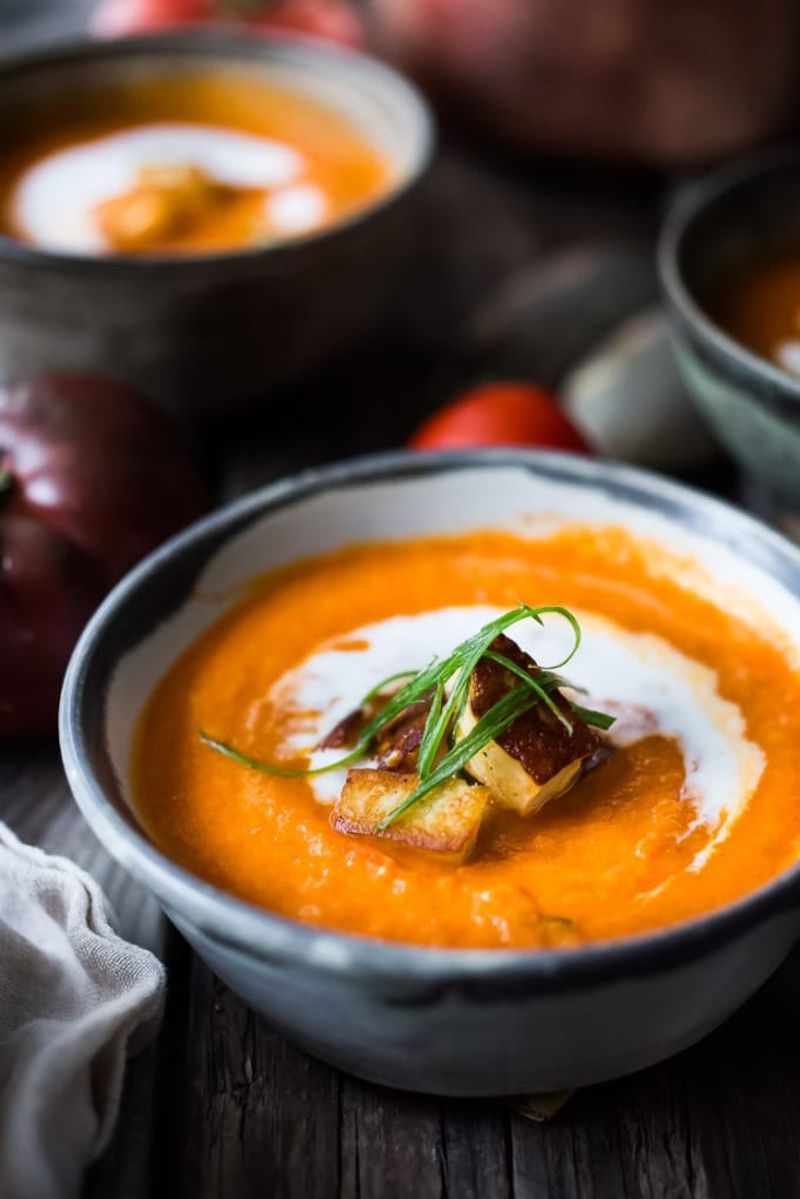 Hot Soup with a Cold Yogurt Swirl