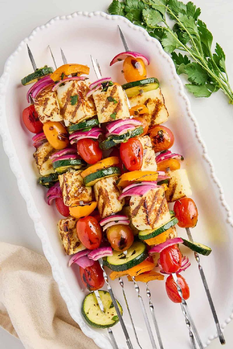 Halloumi and Vegetable Skewers