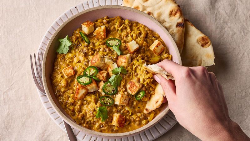 Halloumi and Lentil Soup