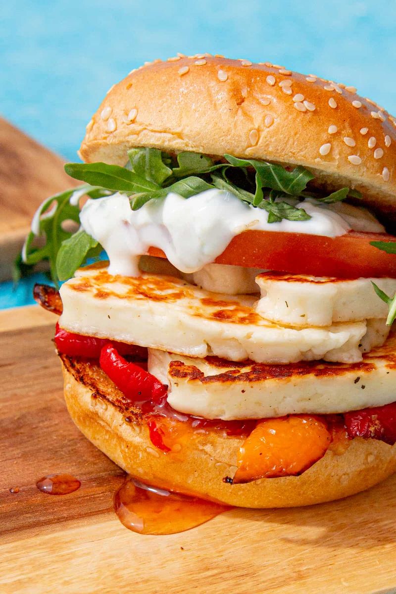 Halloumi Burger with Roasted Peppers