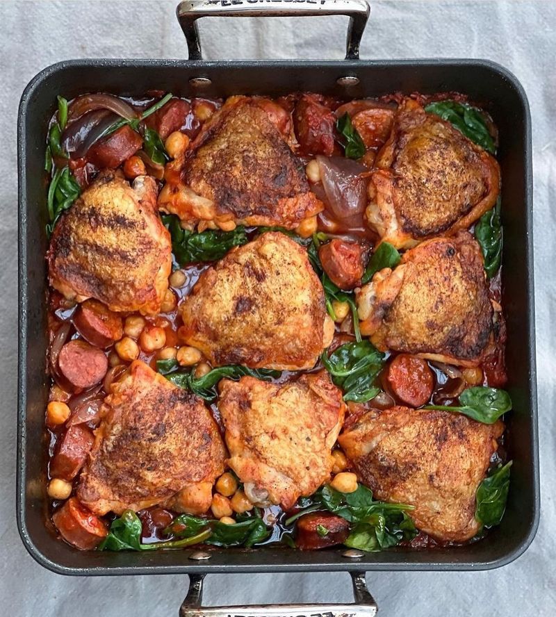 Spicy Chorizo and Chickpea Traybake