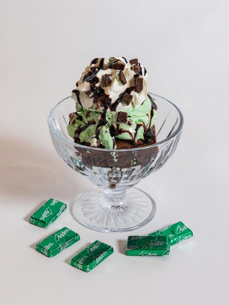 Warm Brownie Sundae with Cold Mint Chip Ice Cream