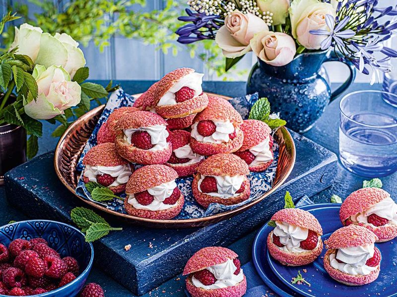 Raspberry and Rose Choux Buns