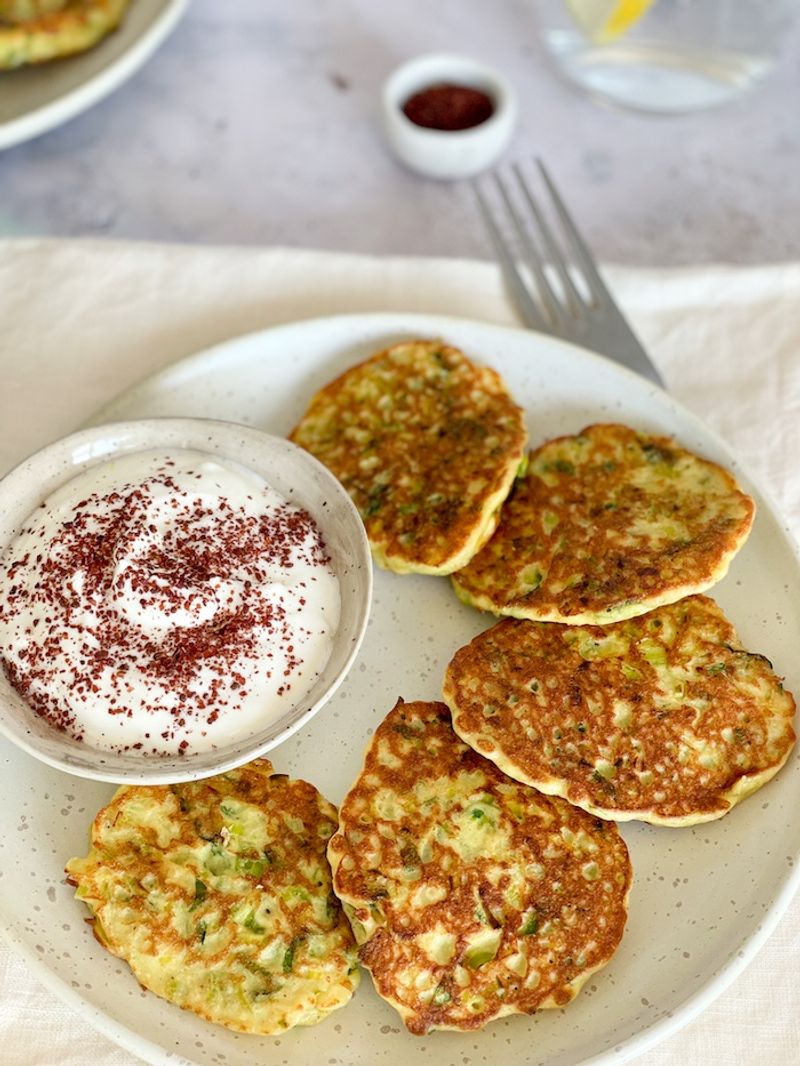 Leek Fritters with Yogurt Dip