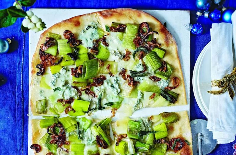 Leek and Blue Cheese Flatbread Pizza
