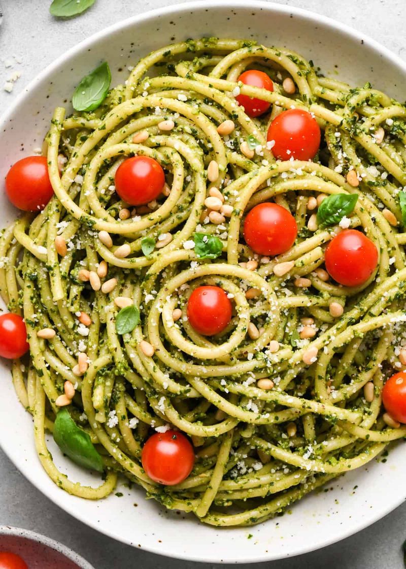 Pesto Pasta with Cherry Tomatoes