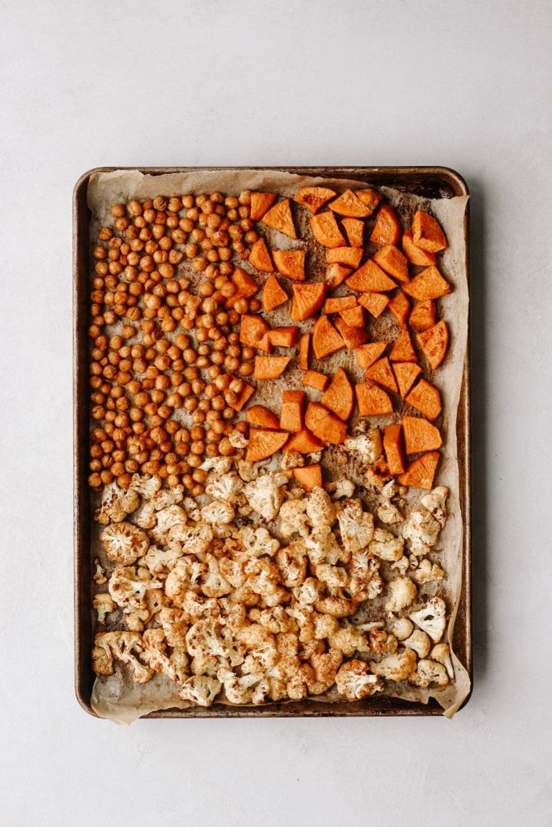 Cauliflower and Chickpea Sheet Pan Bake