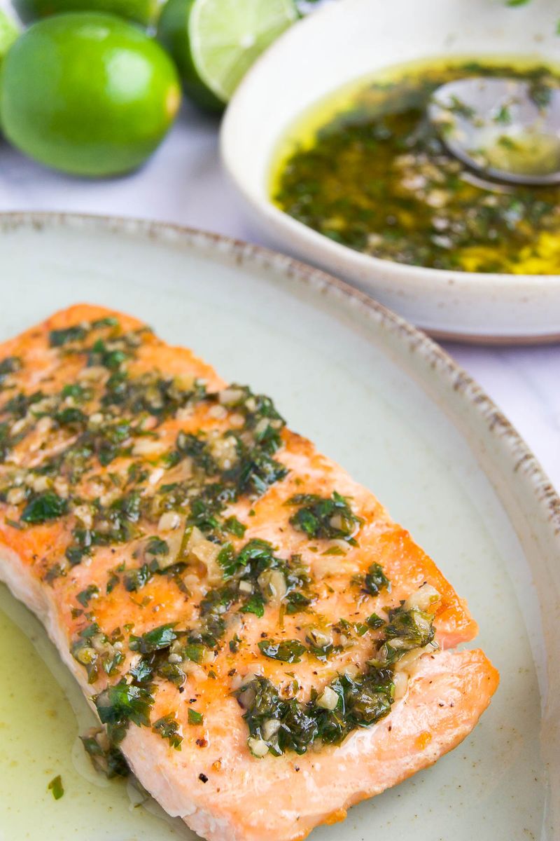 Grilled Salmon with Lime Butter Sauce