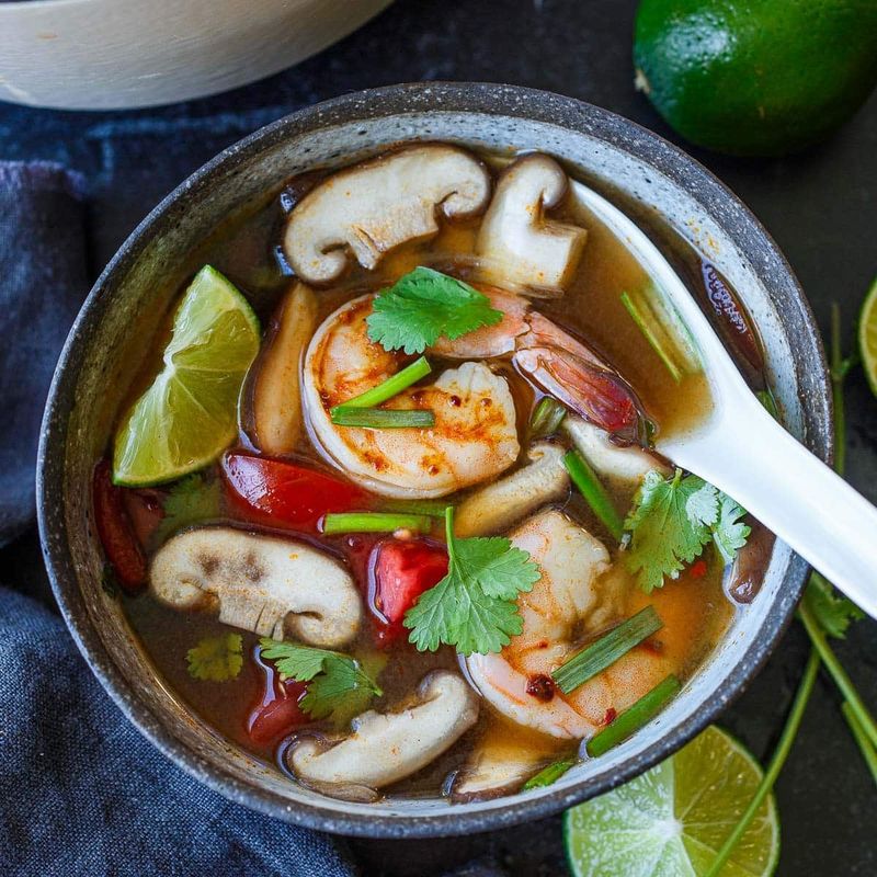 Tom Yum Soup with Lime and Lemongrass