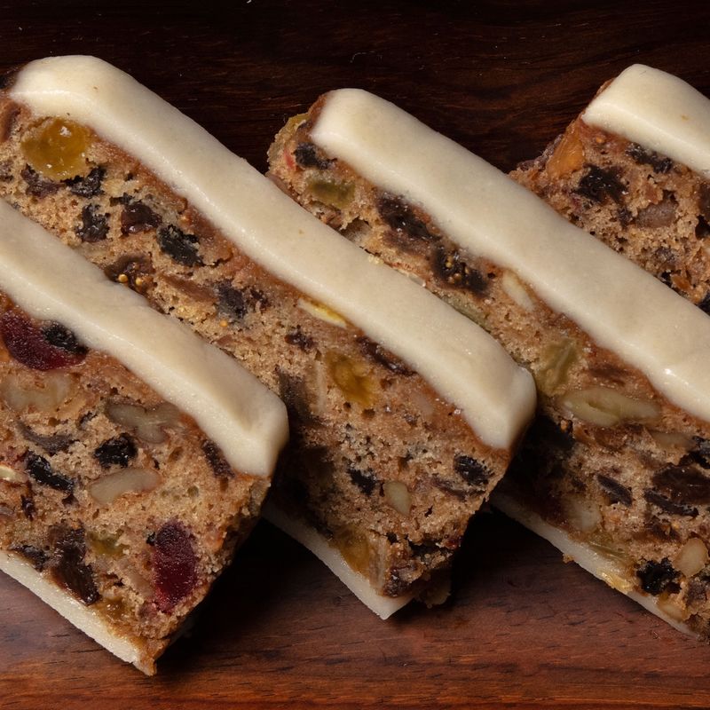 Fruit Cake with Marzipan Topping