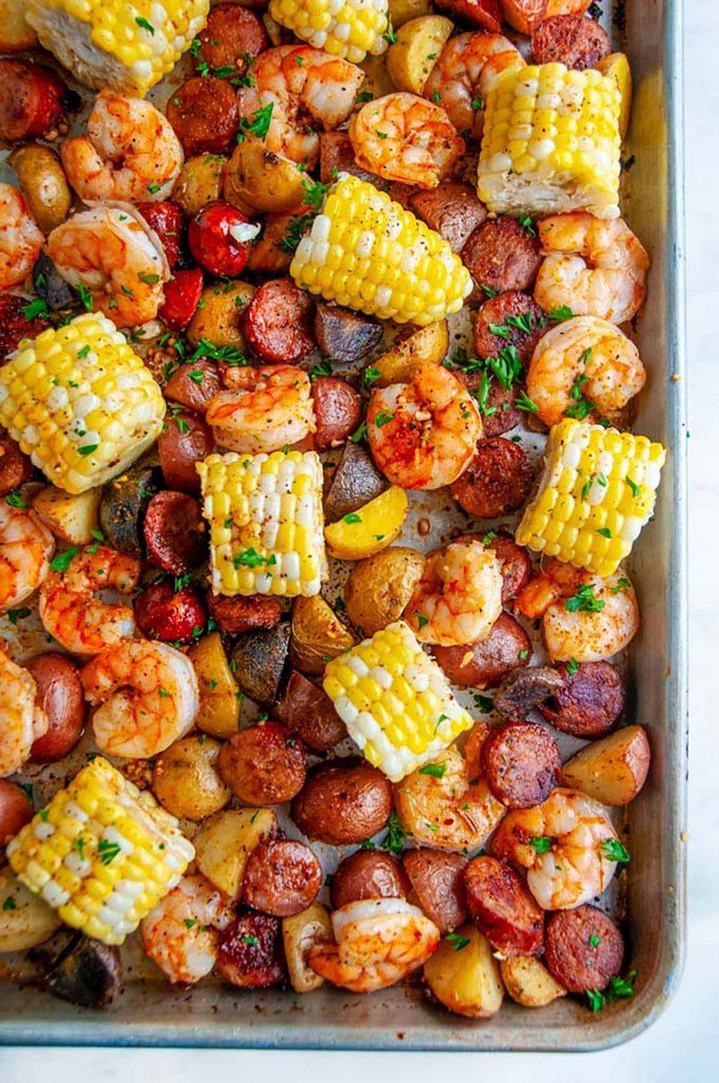 Cajun Shrimp and Corn on the Cob Tray