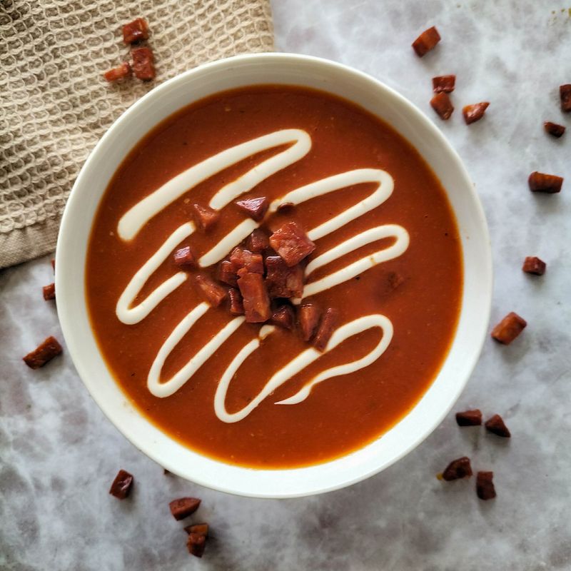 Roasted Red Pepper and Chorizo Soup